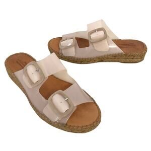 Naguisa Sandals Sz 6 36 Double Buckle Two Strap Slides Braided Jute Women's